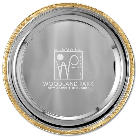 10" Round Award Tray With Gold Border