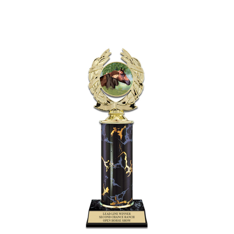 10" Custom Black/Gold Award Trophy w/Insert Top