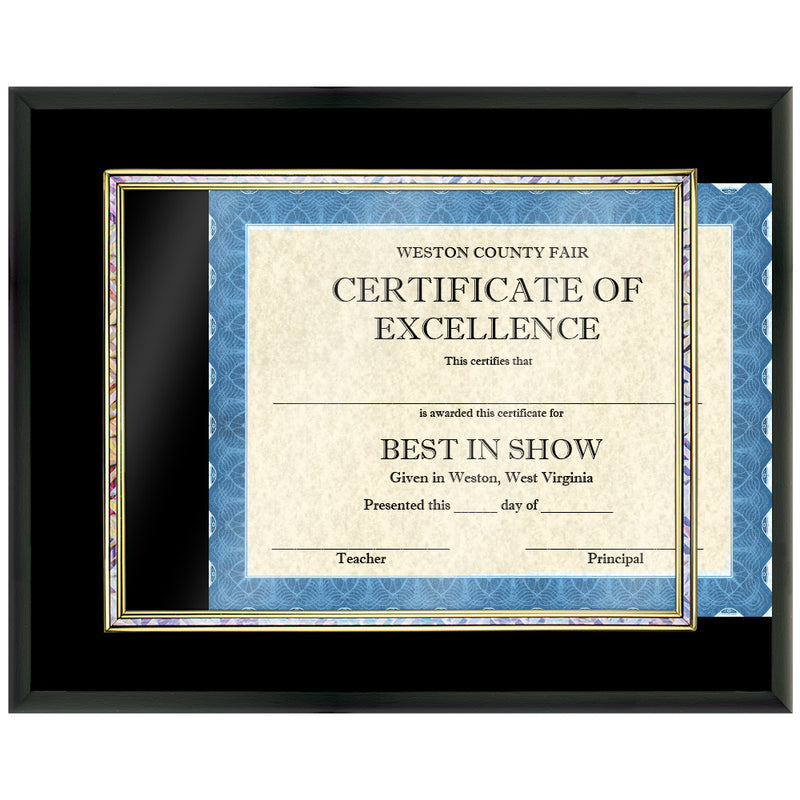 15" X 12" Black Certificate Plaque W/Holographic Inlay