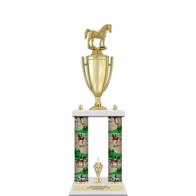 22" White Finished Award Trophy With Loving Cup And Trim