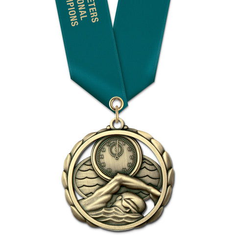 2-3/8" Custom ES Award Medal With Satin Neck Ribbon