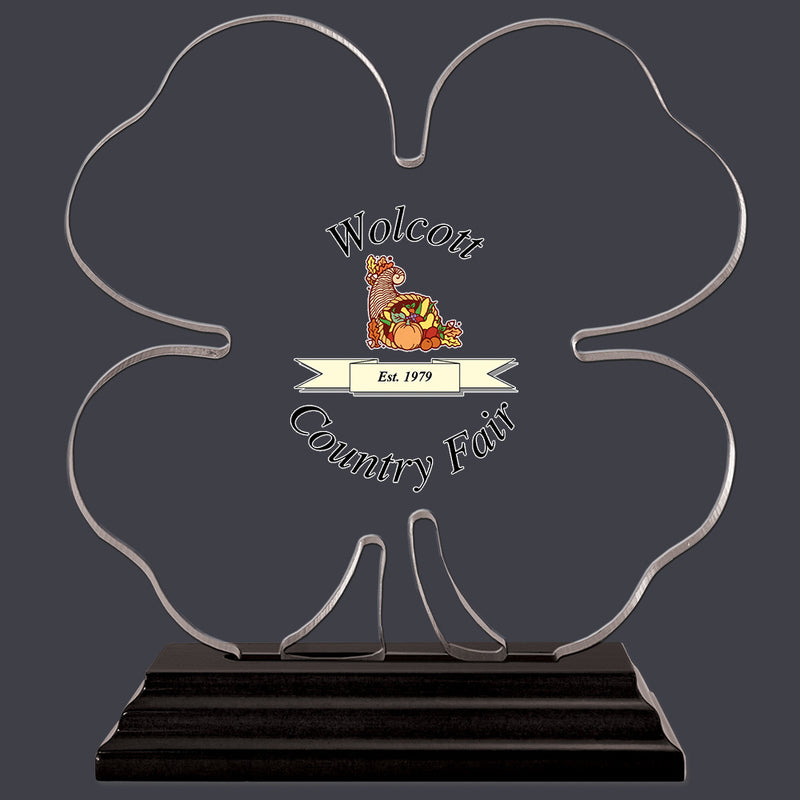 Clover Shaped Acrylic Award Trophy w/ Black Base