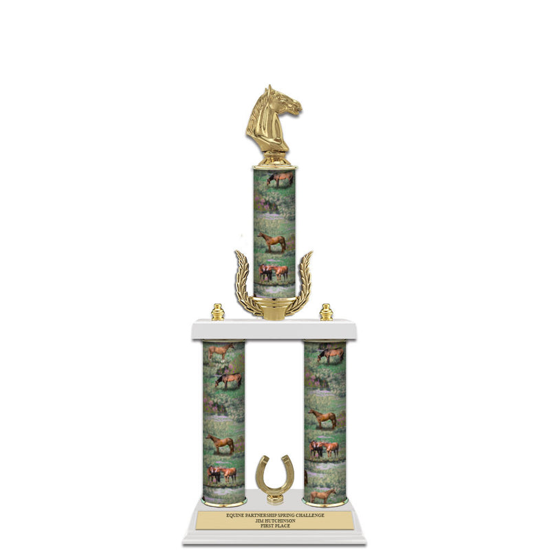 20" White Finished Award Trophy With Wreath And Trim