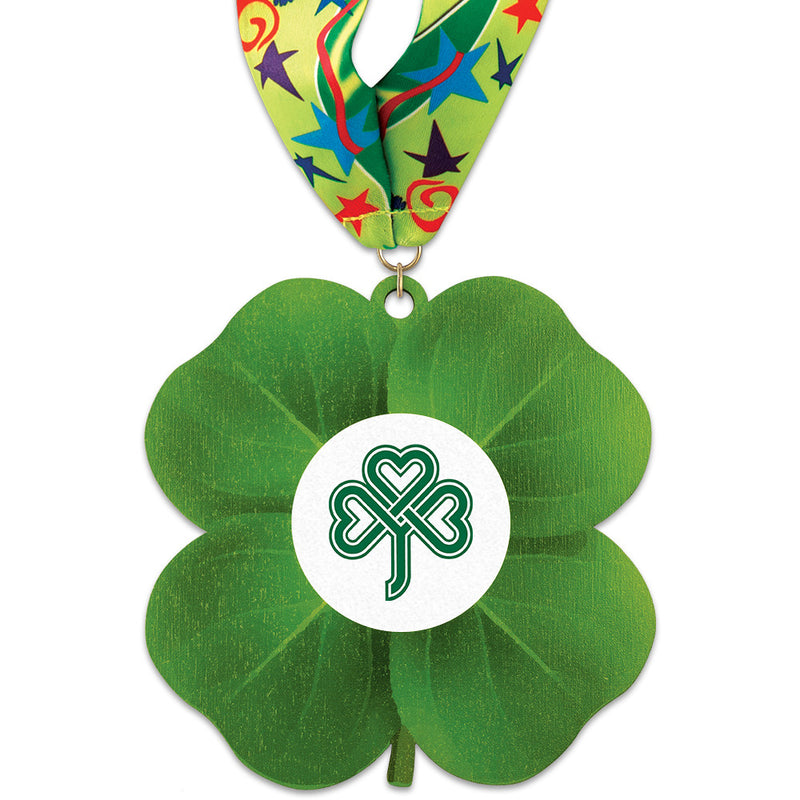 5" Stock Shape Birchwood Medal With Stock Millennium Neck Ribbon