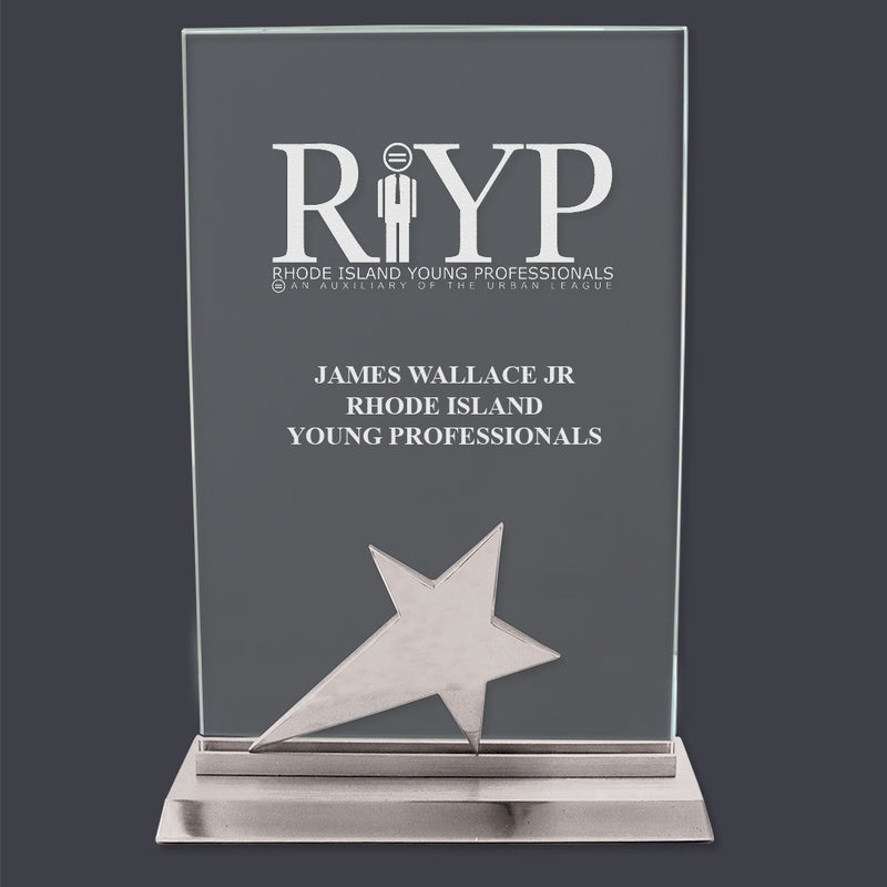 6" x 8" Custom Crystal Star Desk Plaque