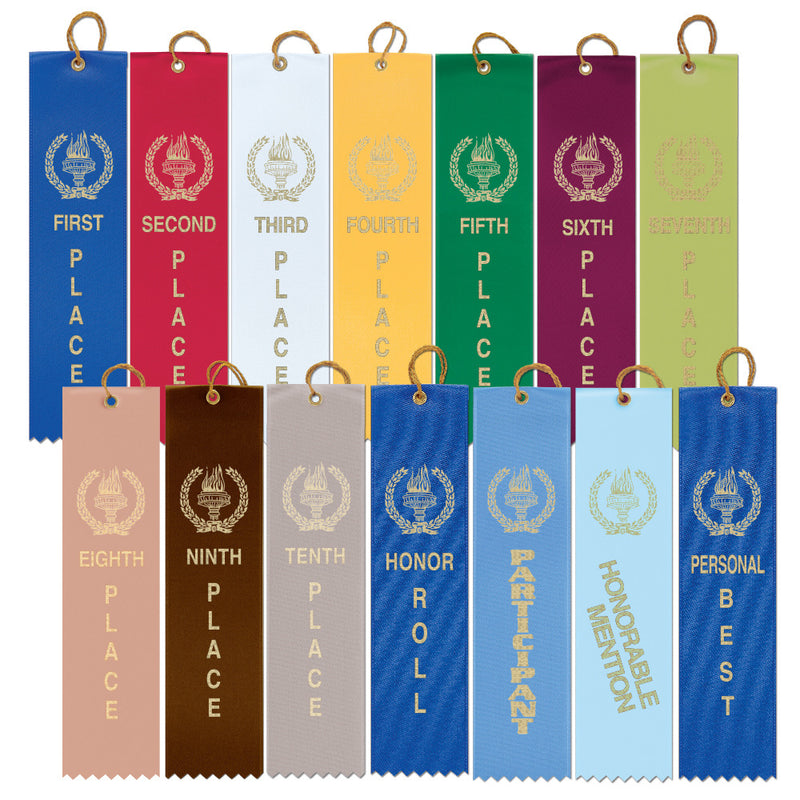 2" X 8" Stock Square Top Victory Torch Award Ribbon