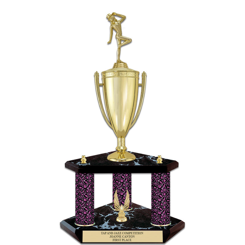 20" Black Finished Award Trophy With Loving Cup And Trim