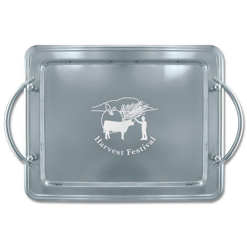 14" x 11" Rectangular Award Tray With Handles