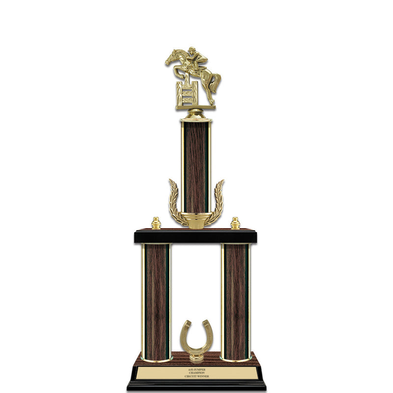 20" Walnut Finished Award Trophy With Wreath And Trim