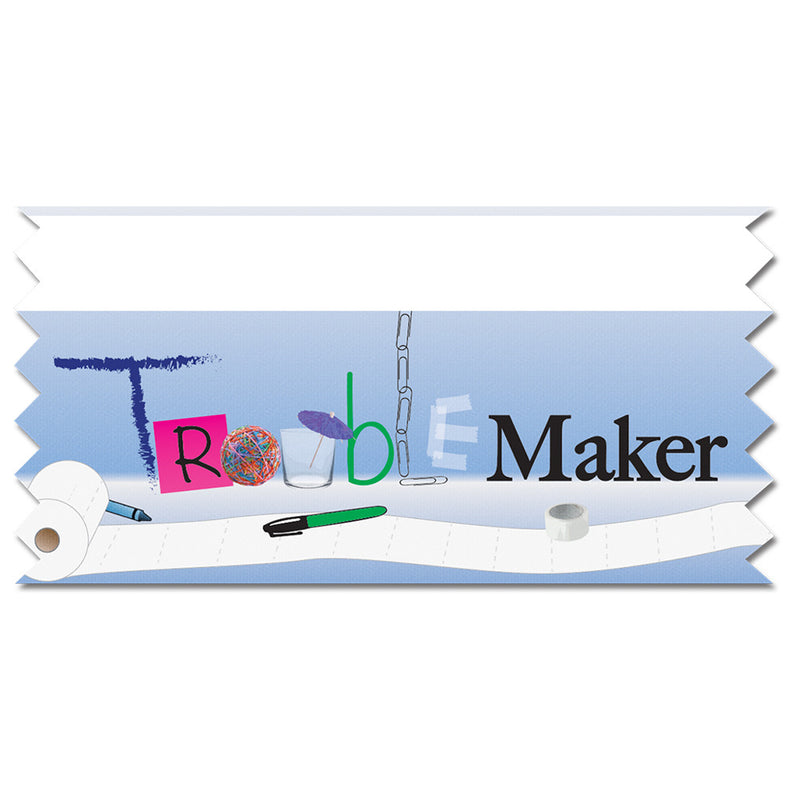 Stock Multicolor Tape Top Troublemaker Ice-Breaker Award Ribbon