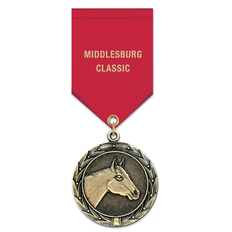 1-3/4" Custom HBX Award Medal With Satin Drape Ribbon