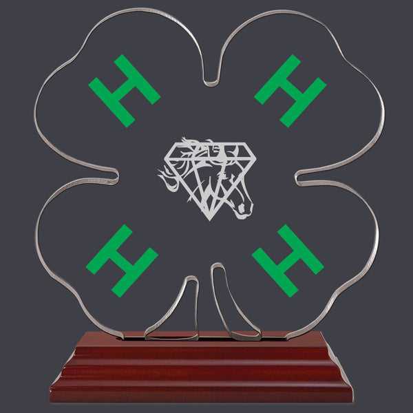 5-1/2" Custom Engraved 4-H Clover Shaped Acrylic Award