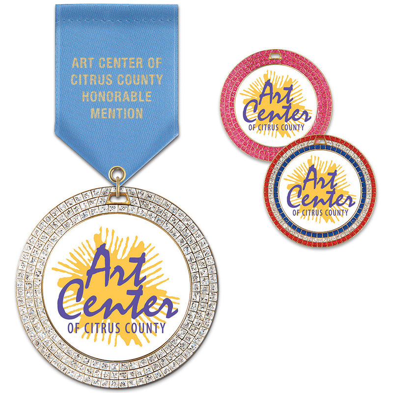 2-3/4"  Custom GEM Award Medal w/ Satin Drape