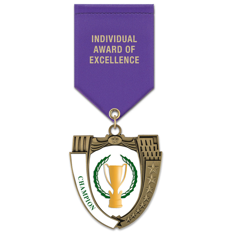 2-3/4"  Custom MS14 Award Medal w/ Satin Drape Ribbon