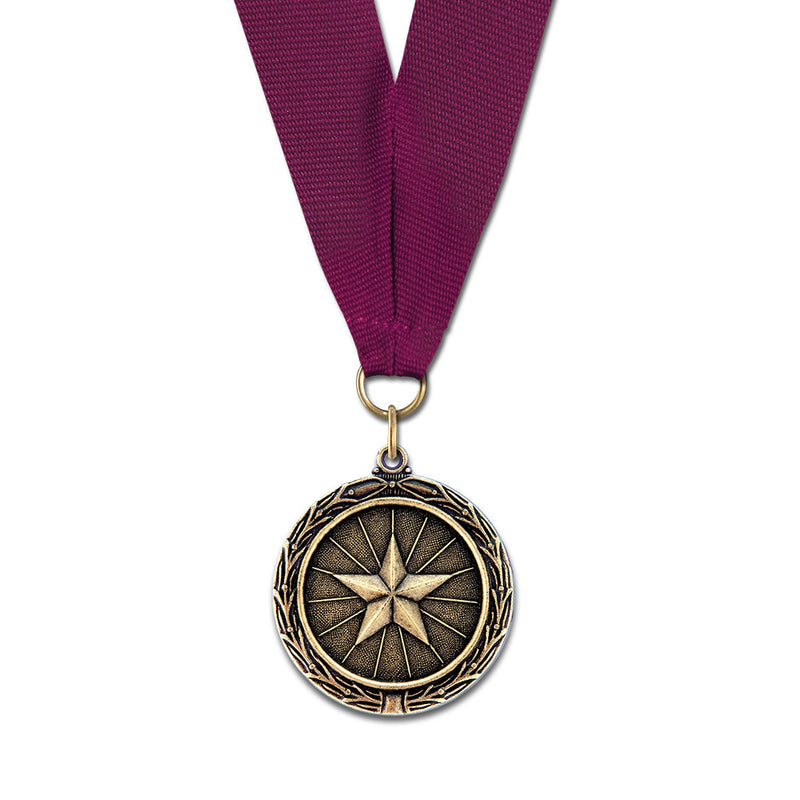 1-1/2" Custom MX Award Medal With Grosgrain Neck Ribbon