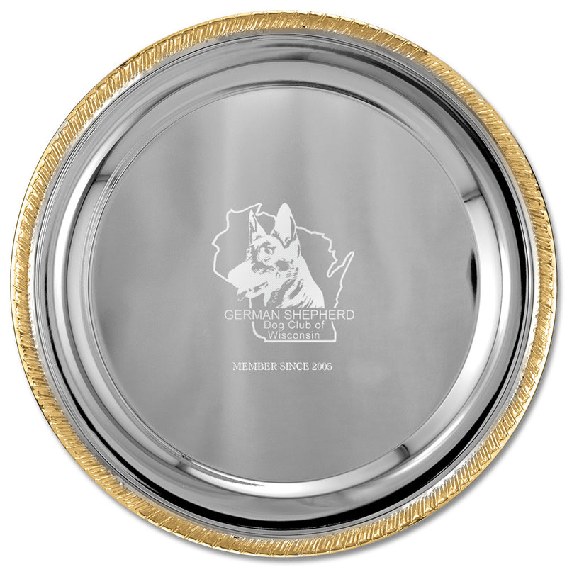 10" Round Award Tray With Gold Border