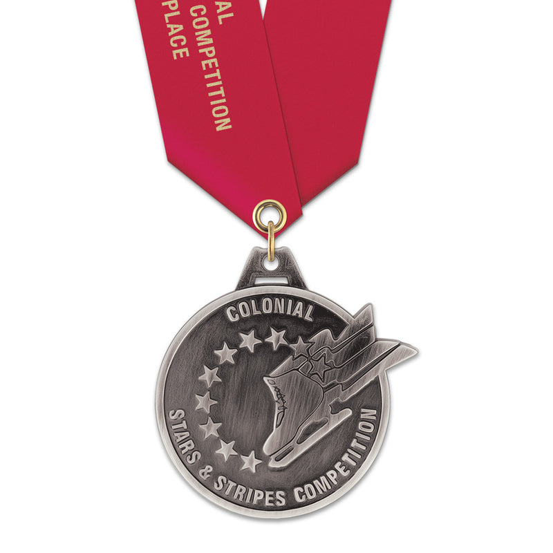 2"  HG Award Medal w/ Satin Neck Ribbon