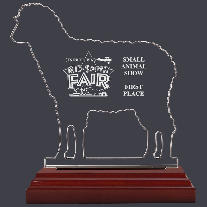 Engraved Sheep Shaped Acrylic Award Trophy