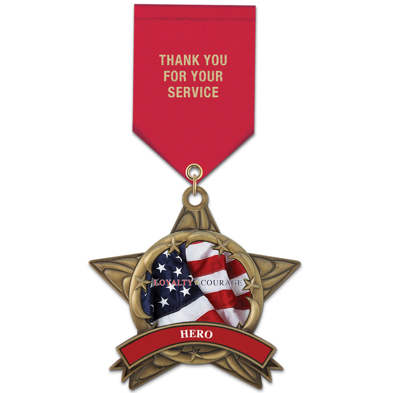 3-3/8"  Custom AS14 Award Medal w/ Satin Drape Ribbon