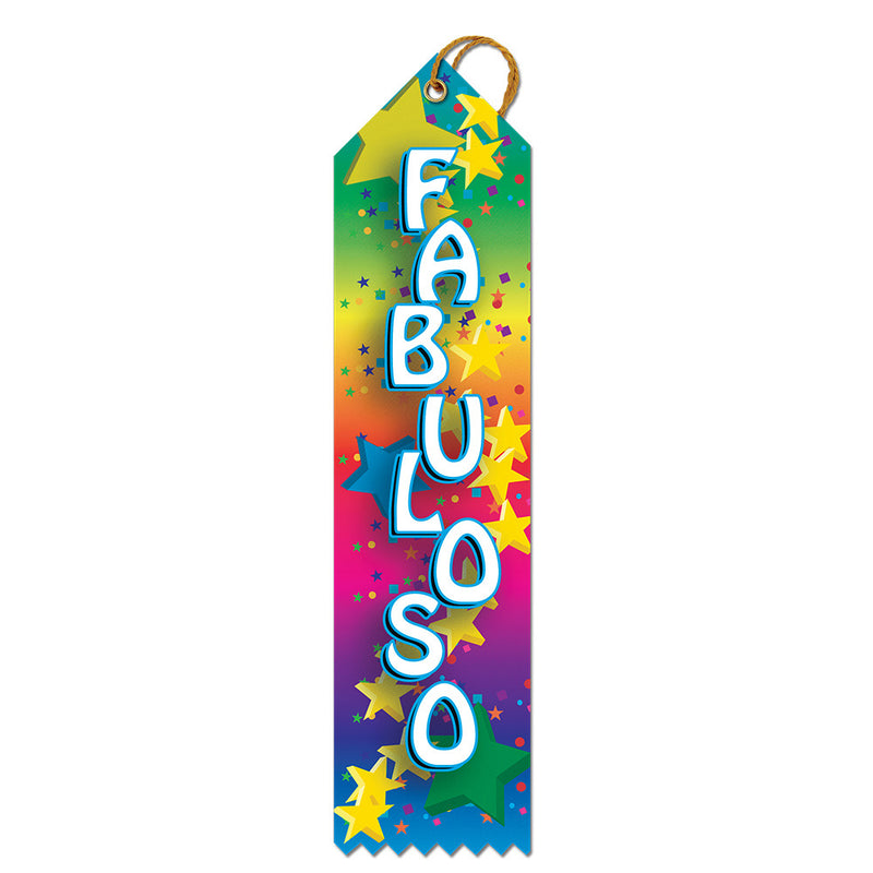 2" X 8" Stock Multicolor Point Top Fabuloso Award Ribbon