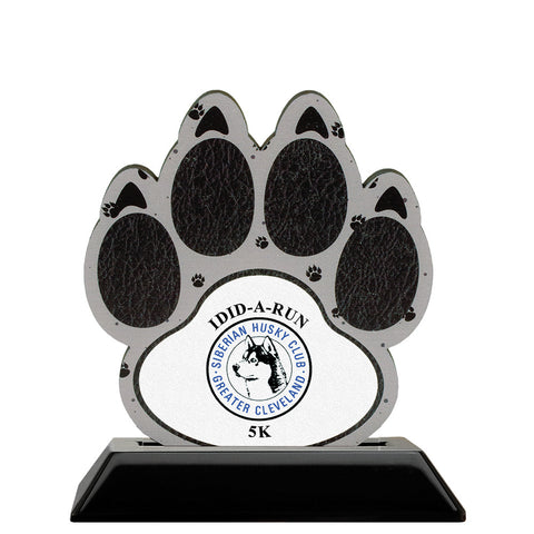 5" Paw Print Shape Birchwood Award Trophy With Black Base