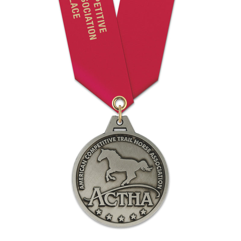 2"  HG Award Medal w/ Satin Neck Ribbon