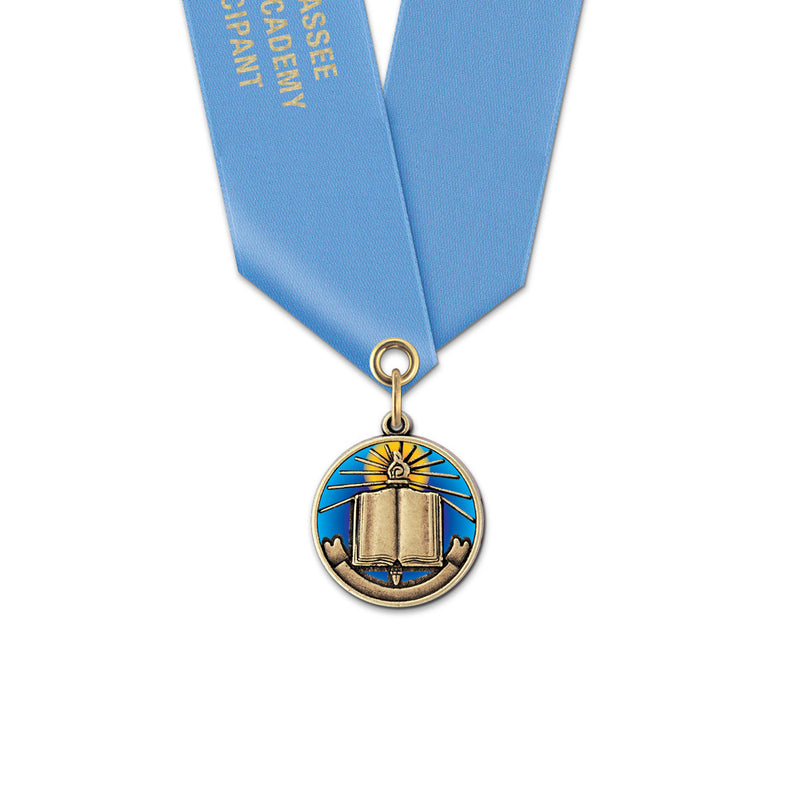 1-1/8" Custom CXC Color Fill Award Medal With Satin Neck Ribbon