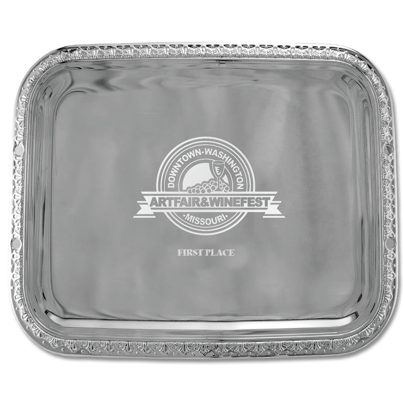 12" x 9" Beaded Rectangular Award Tray