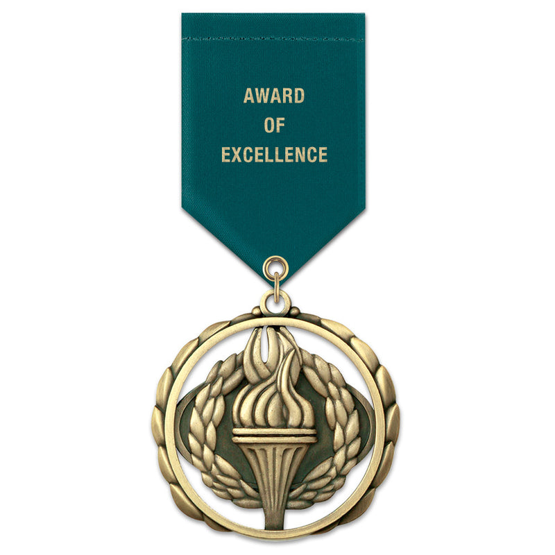 2-3/8"  ES Award Medal w/ Satin Drape Ribbon