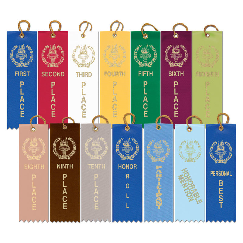 1-5/8" X 5-1/2" Stock Square Top Victory Torch Award Ribbon