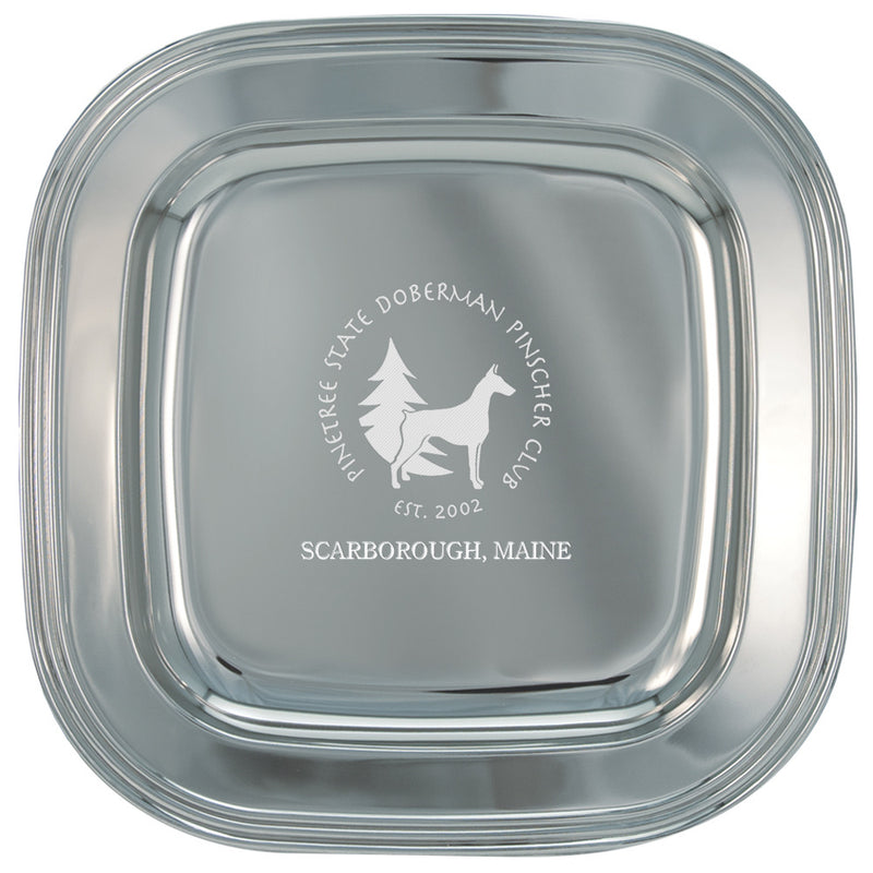 8" Silver Square Award Tray