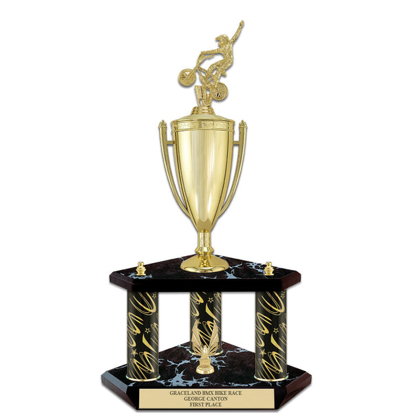 20" Black Finished Award Trophy With Loving Cup And Trim