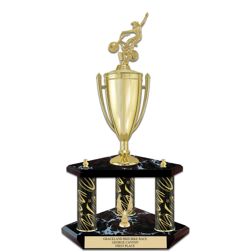 20" Black Finished Award Trophy With Loving Cup And Trim