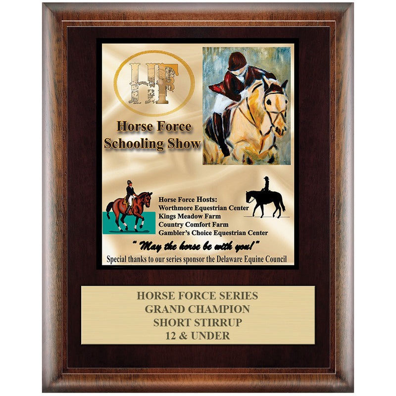 8" x 10" Custom Full Color Expresso Plaque With Engraved Plate