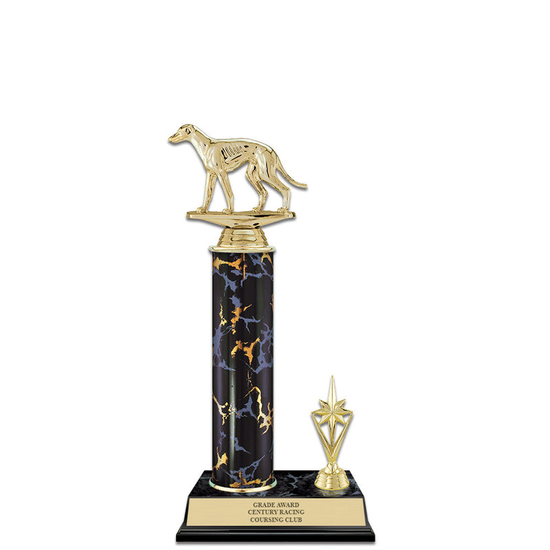 12" Black Faux Marble Award Trophy With Trim