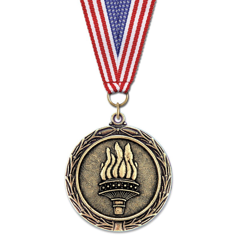 2-1/4" Custom LX Award Medal With Grosgrain Neck Ribbon