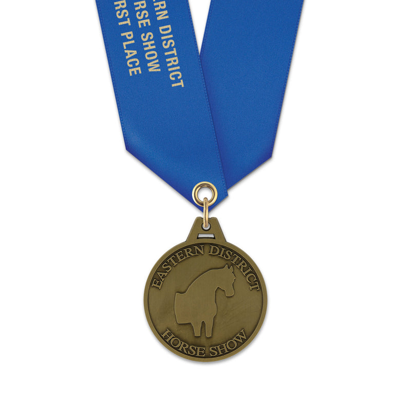 1-3/4"  HL Award Medal w/ Satin Neck Ribbon