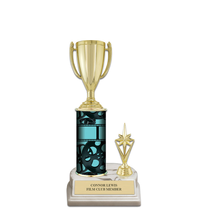 10" White Base Award Trophy With Trim, Insert Top, And Custom Column