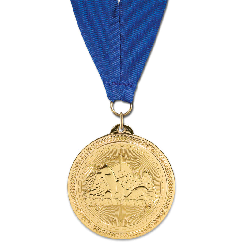 2" Custom BL Award Medal With Grosgrain Neck Ribbon