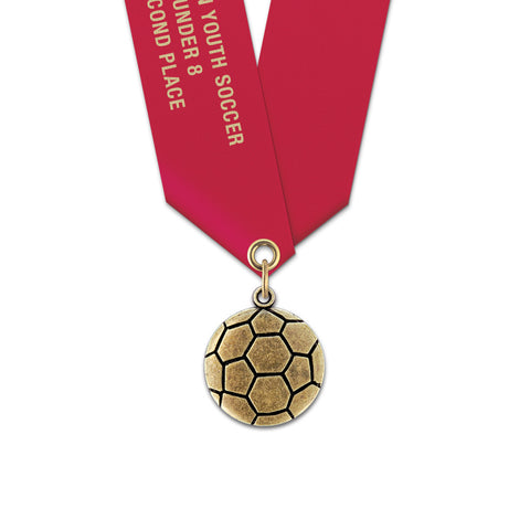 1-1/8" Custom CX Award Medal With Satin Neck Ribbon