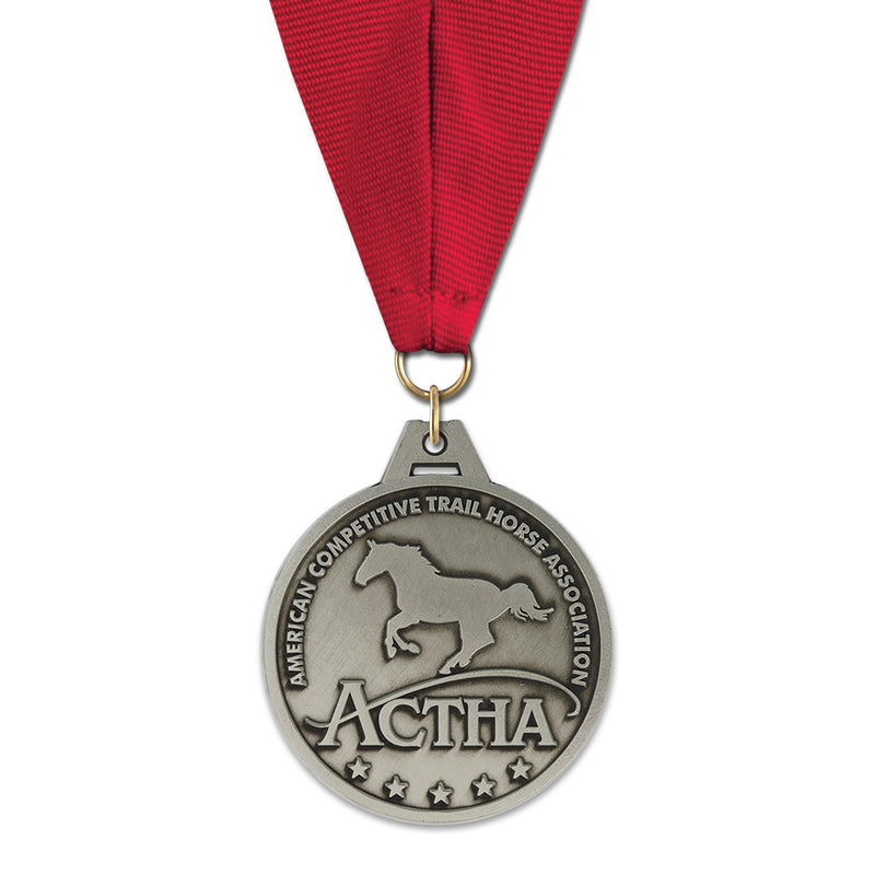 2" Custom HG Award Medal With Grosgrain Neck Ribbon