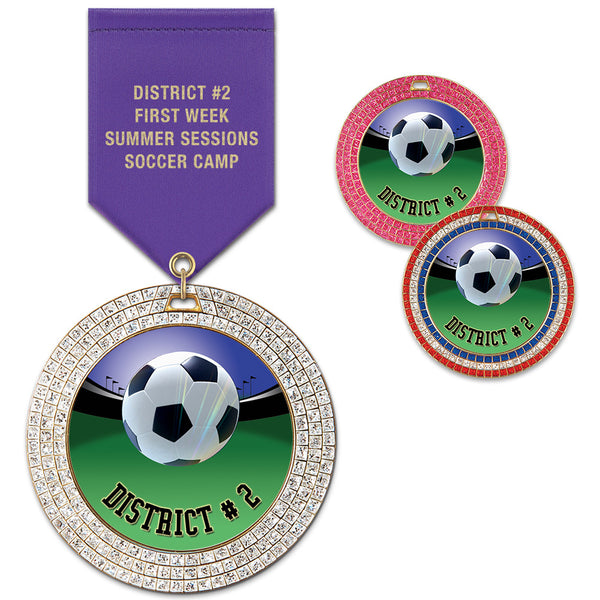 2-3/4"  Custom GEM Award Medal w/ Satin Drape