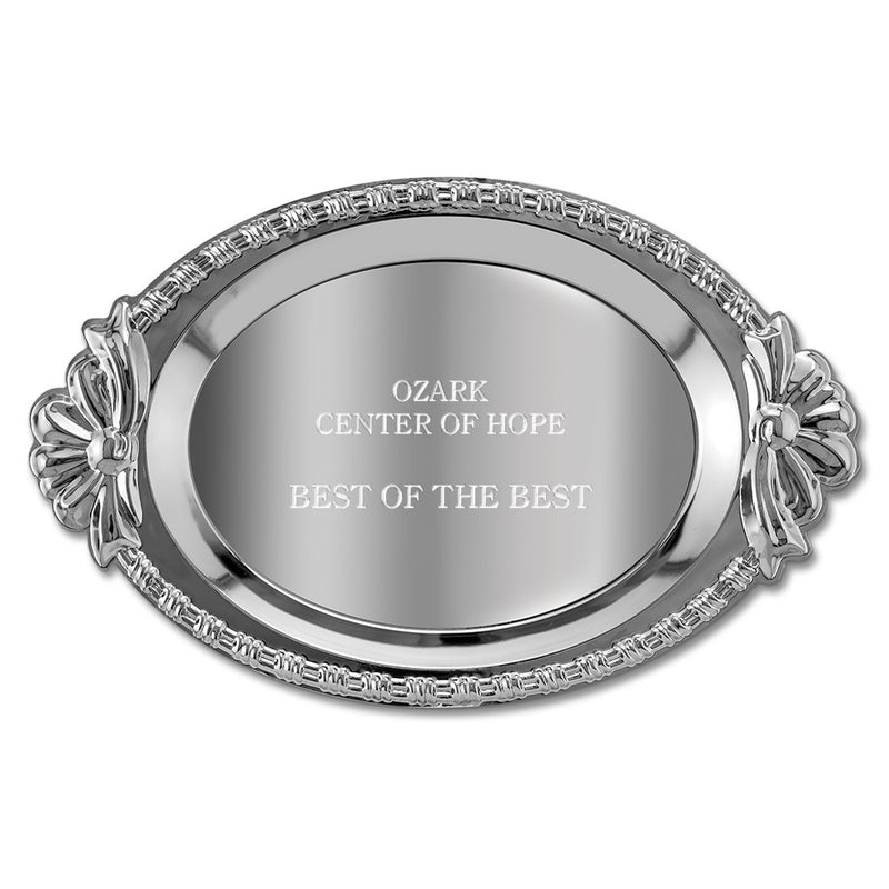 11" x 7" Oval Award Tray With Bow Handles