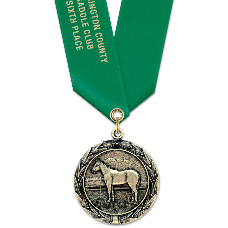 1-3/4" Custom HBX Award Medal With Satin Neck Ribbon