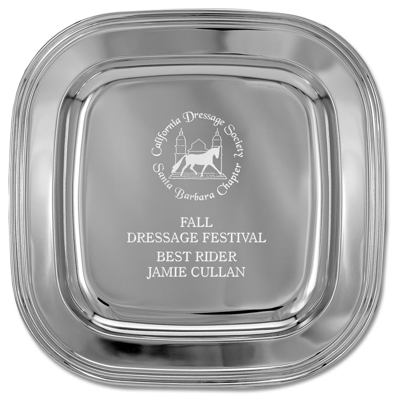 8" Silver Square Award Tray