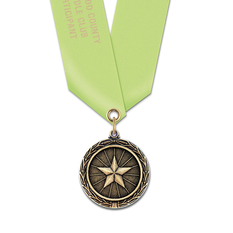 1-1/2" Custom MX Award Medal With Satin Neck Ribbon