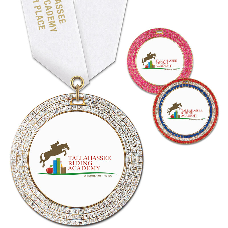 2-3/4" Custom GEM Award Medal With Satin Neck Ribbon