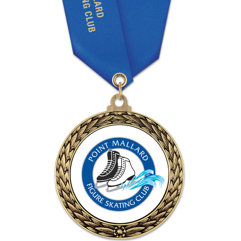 2-5/8" Custom GFL Award Medal With Satin Neck Ribbon