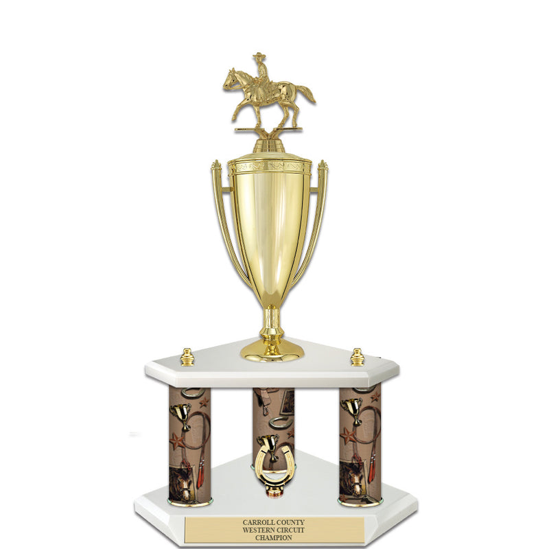 20" White Finished Award Trophy With Loving Cup And Trim