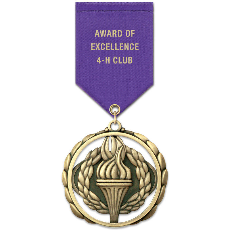 2-3/8"  ES Award Medal w/ Satin Drape Ribbon